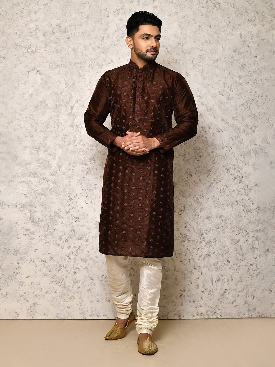 RANAK Men Woven Design Festive Straight Kurta