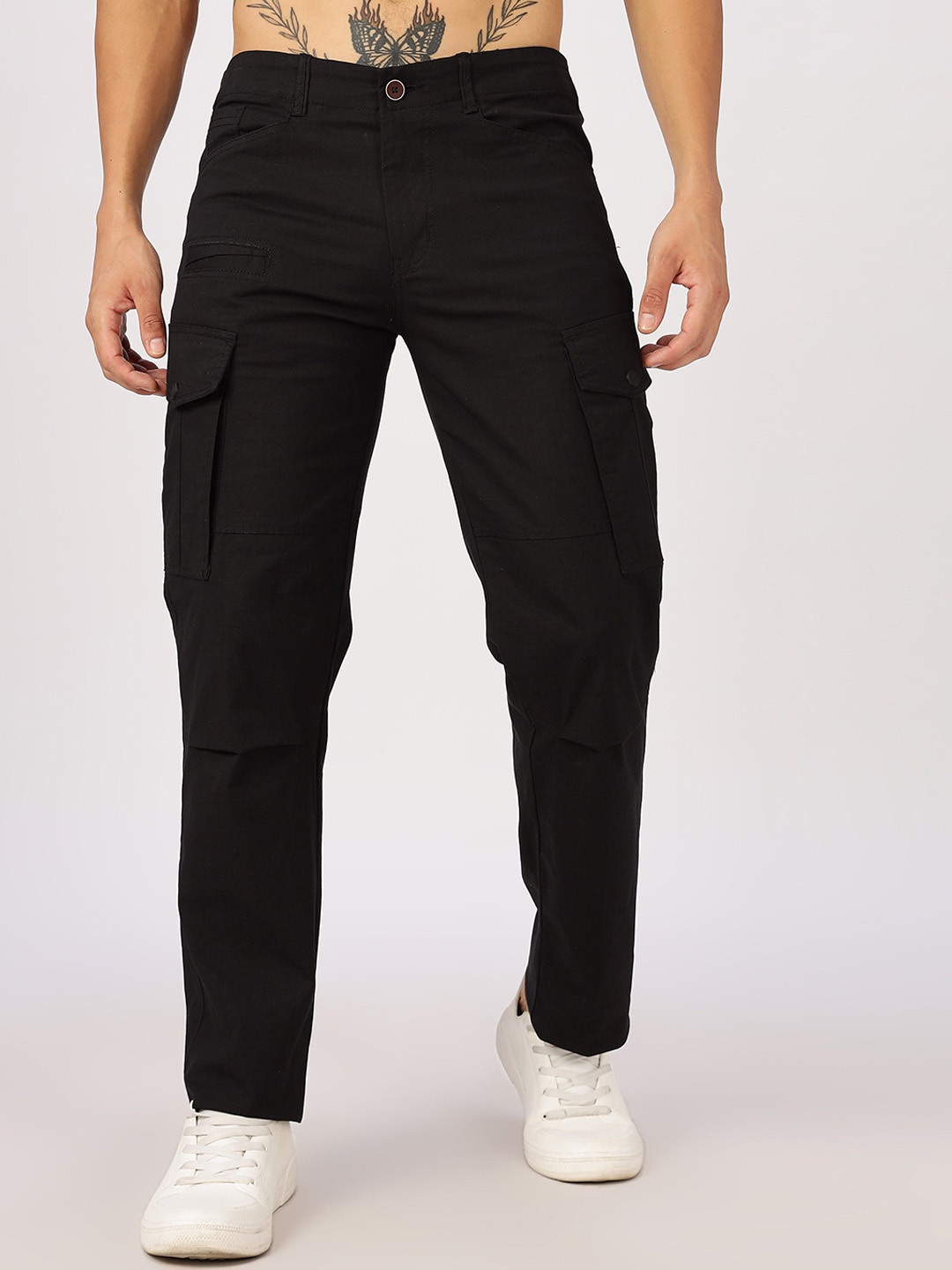 THE BEETEL HOUSE Men Relaxed Fit Ribstop Heavy Duty Cargos Trousers