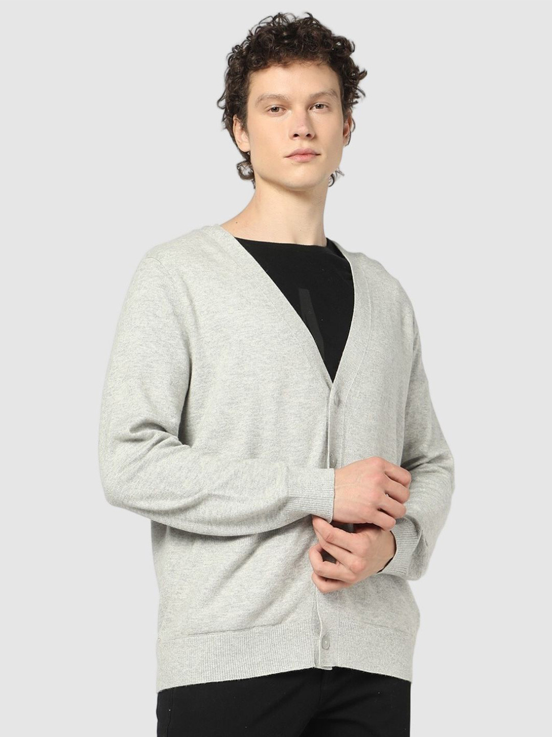 GAP Men Cashmere V-Neck Button-Down Sweater