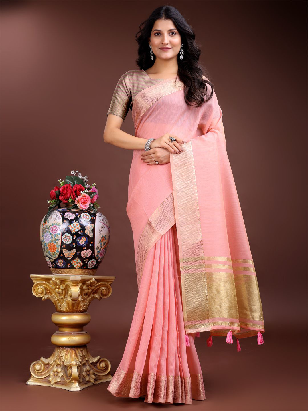 Pandadi Woven Design Border Ready to Wear Sarees