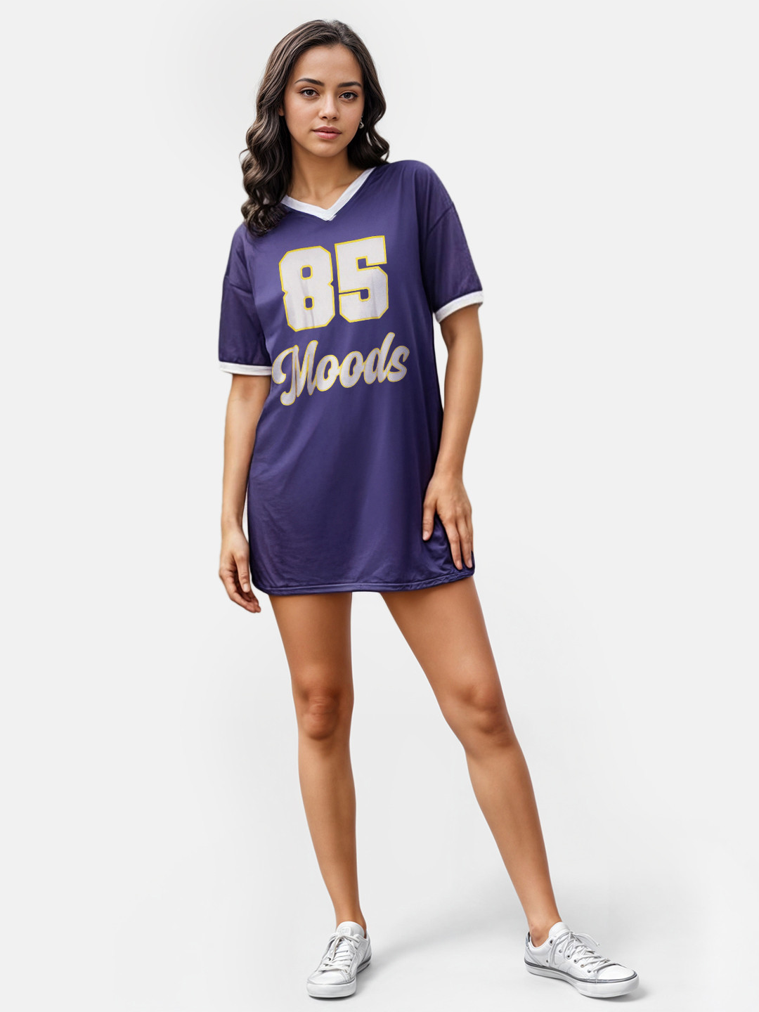 glitchez Varsity Print Oversize Mini T-shirt Dress