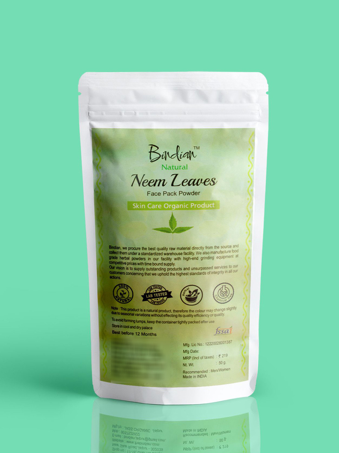 Bindian Neem Face Pack Powder For Acne Control - 50 g