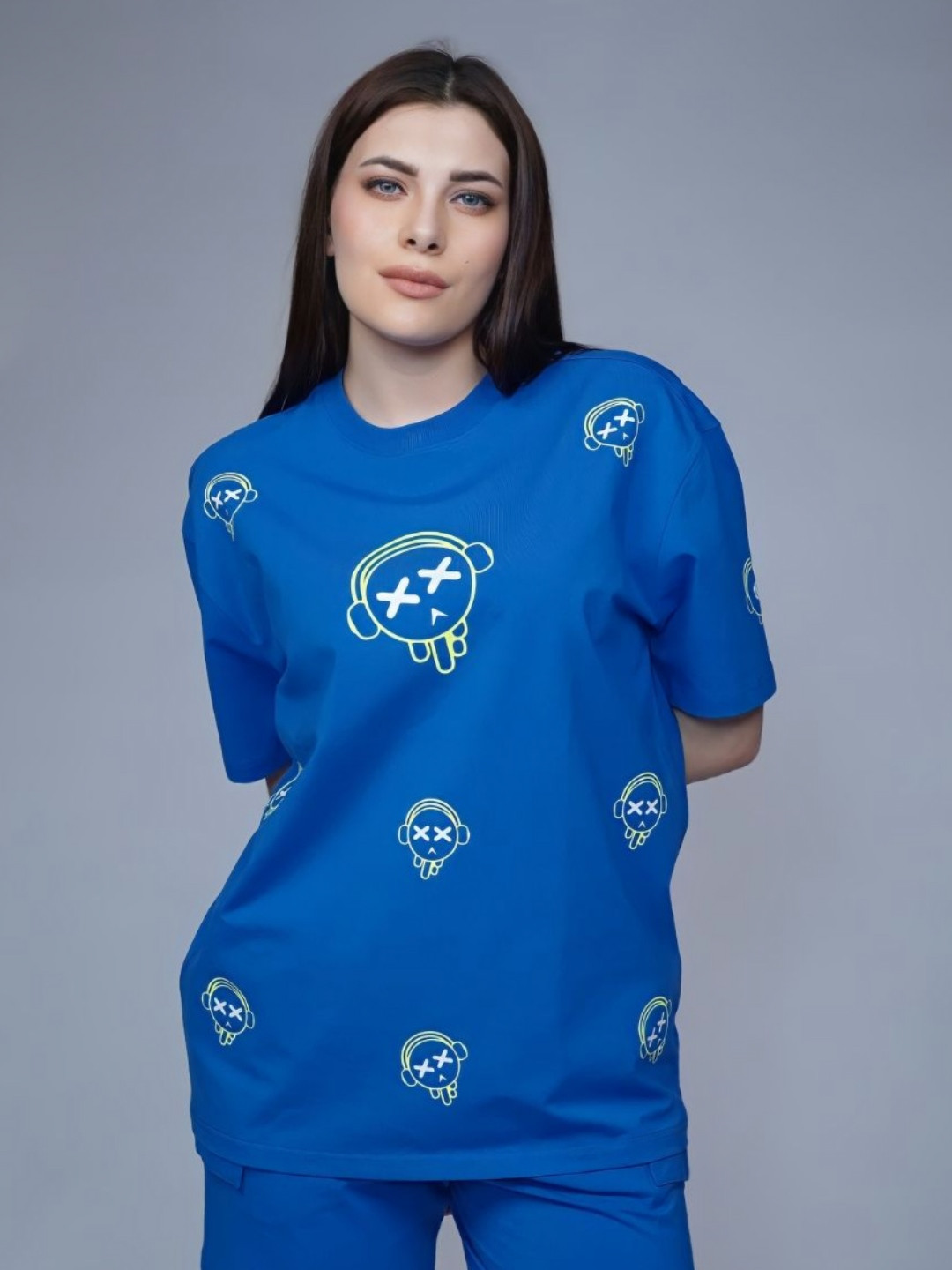 CREATIVE LINE Women Graphic Printed Round Neck Cotton Oversized T-shirt