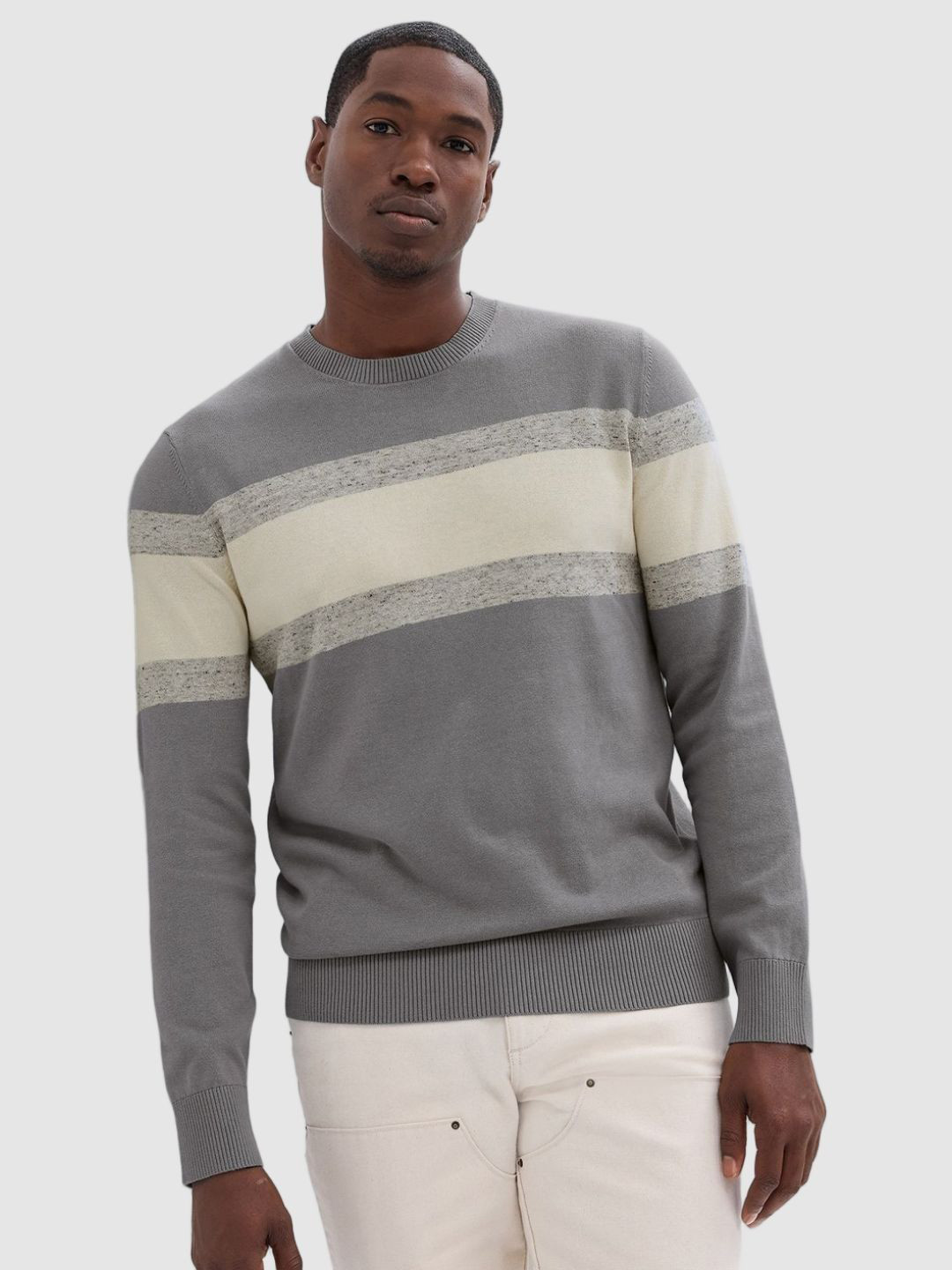 GAP Striped Round Neck Pullover Sweater