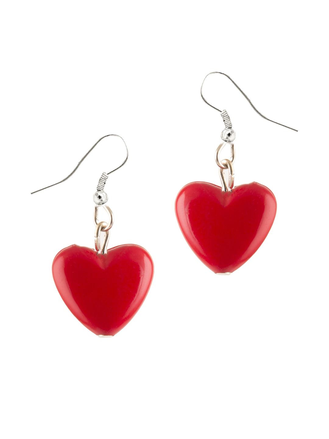 Creative Frogs Women Red Heart Shaped Studs Earrings