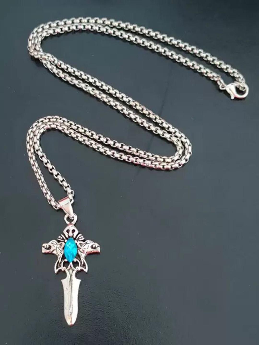 P. R. PRINTS Silver-Plated Stainless Steel Jesus Christ Cross Pendant With Chain