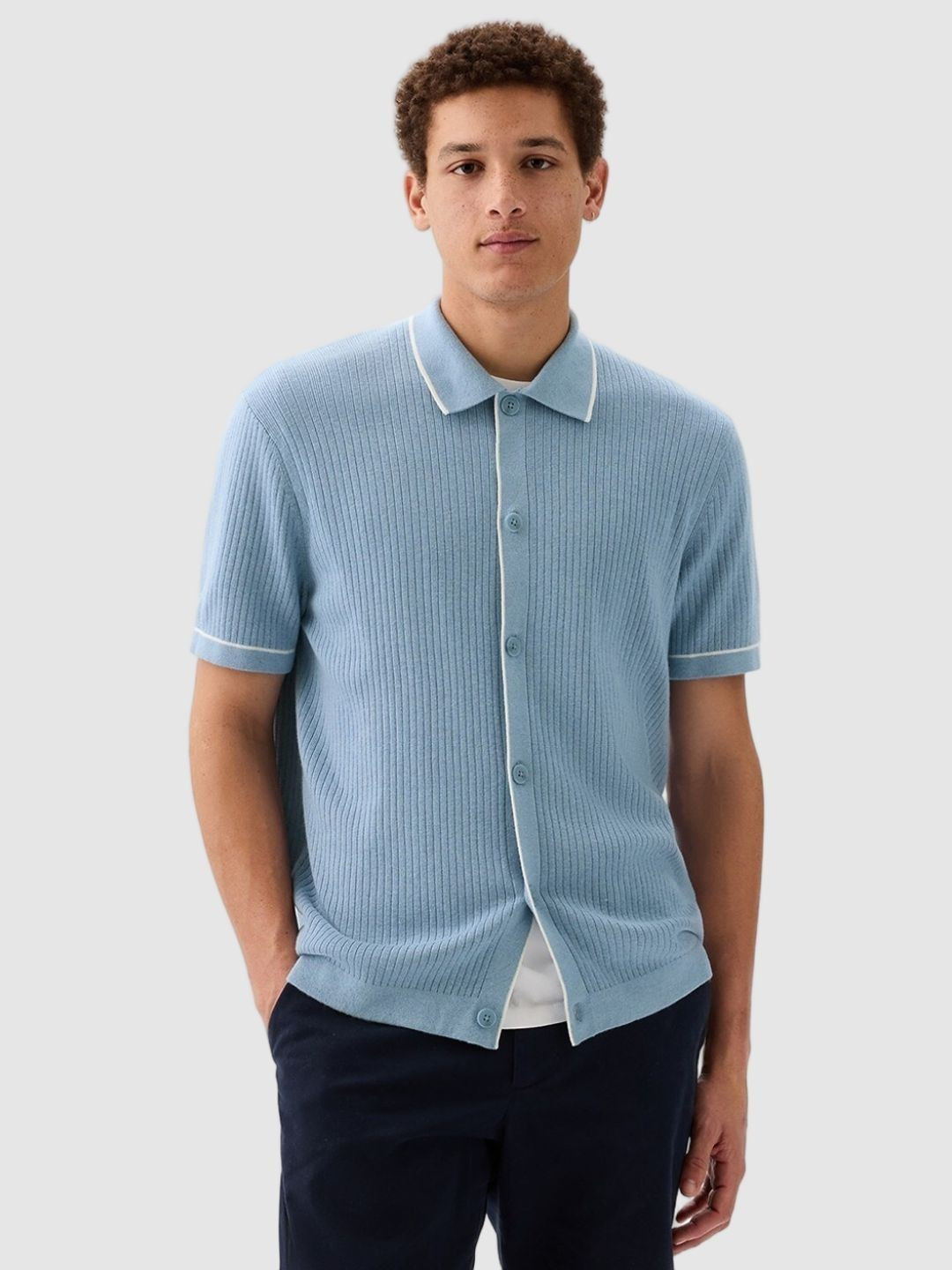 GAP Men Polo-Neck Short Sleeves Ribbed Sweater