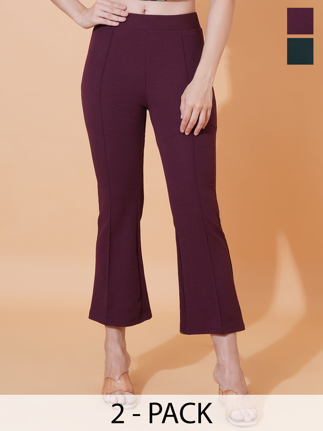 LECOWAR Women Pack Of 2 Comfort Trousers