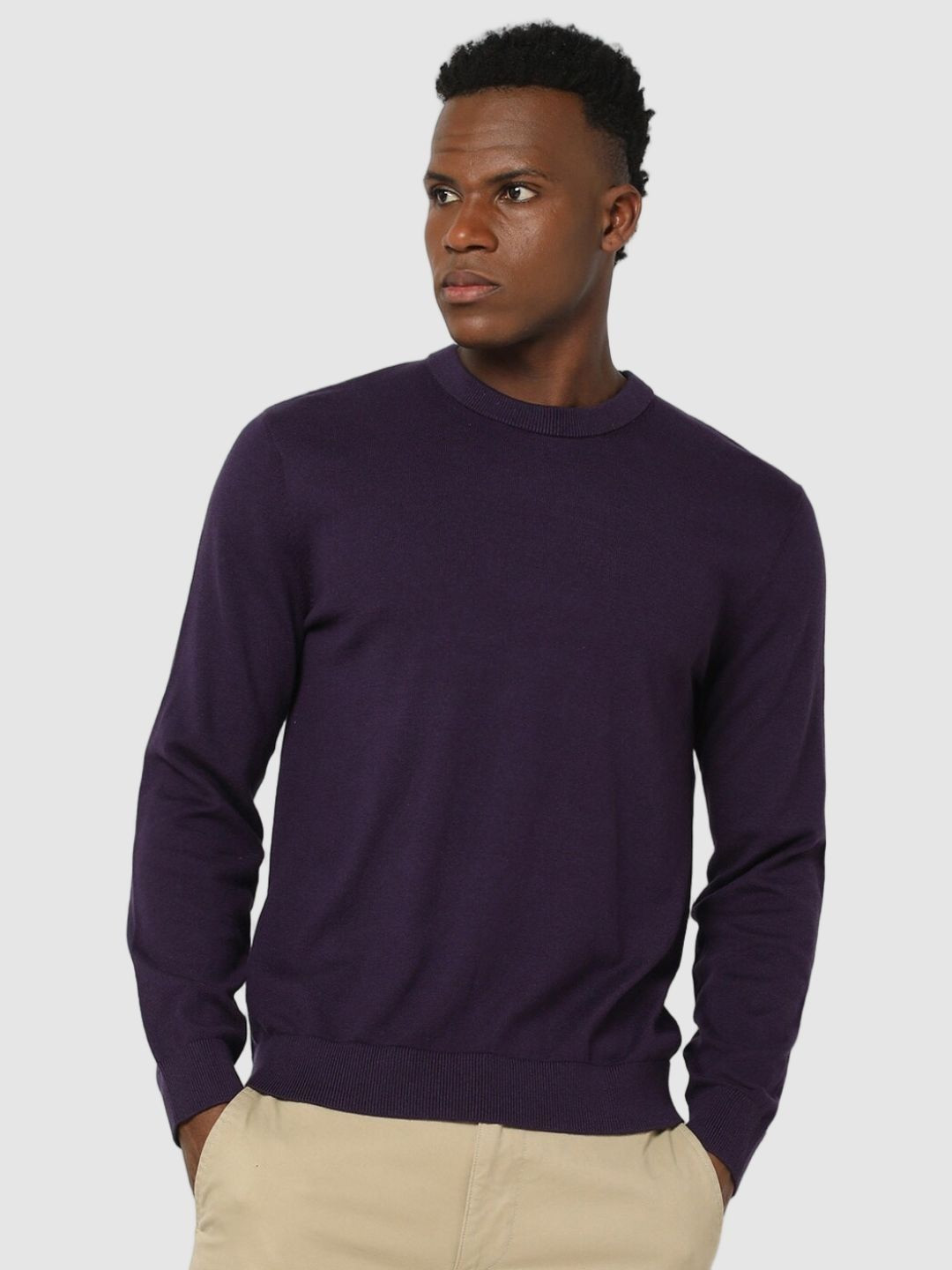GAP Pure Men Solid Round Neck Pullover Regular Sweaters