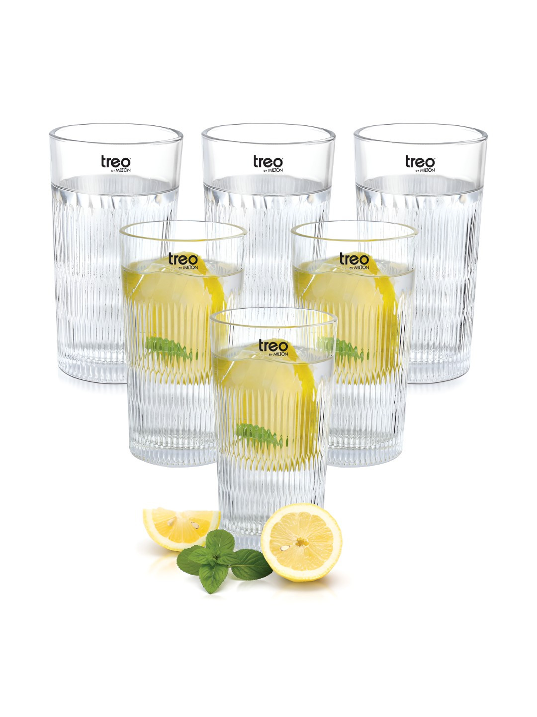 Treo Elix Glass Tumbler Premium Glass Set of 6 for Water Cold Drink 290 ml