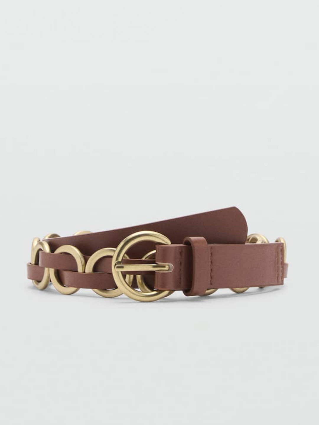MANGO Women Belt With Metal Rings Detail
