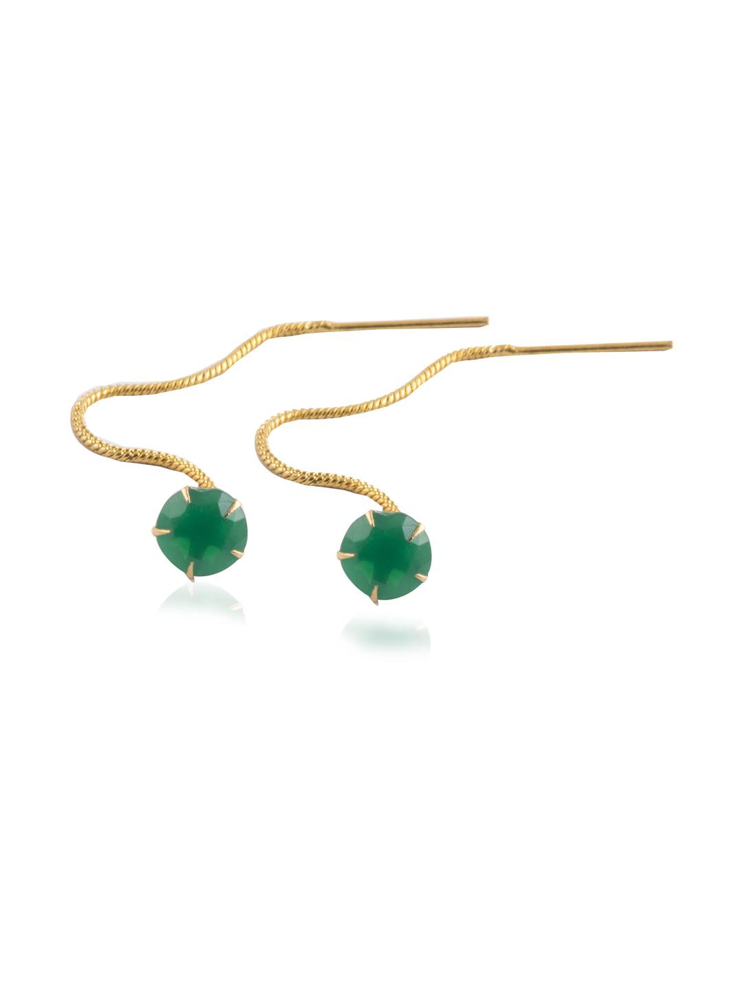 Creative Frogs Gold-Plated Stones Studded Drop Earrings