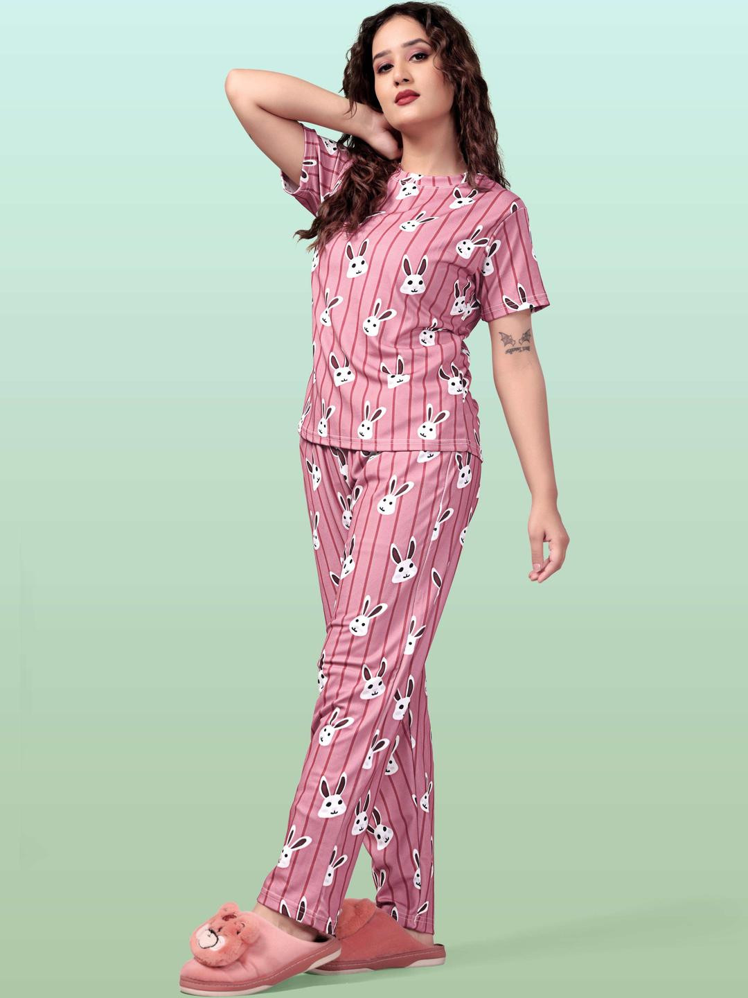 SAKARMAA Women Conversational Printed Tshirt & Payjama Night suit