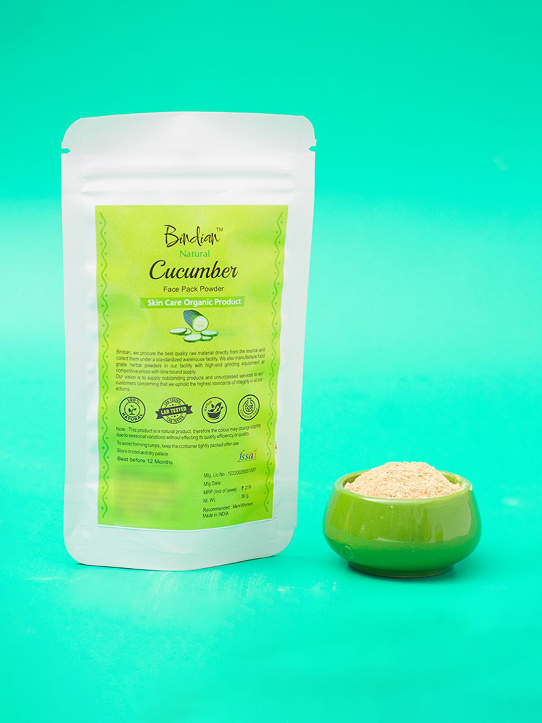 Bindian Cucumber Cooling Face Pack Powder - 50 g