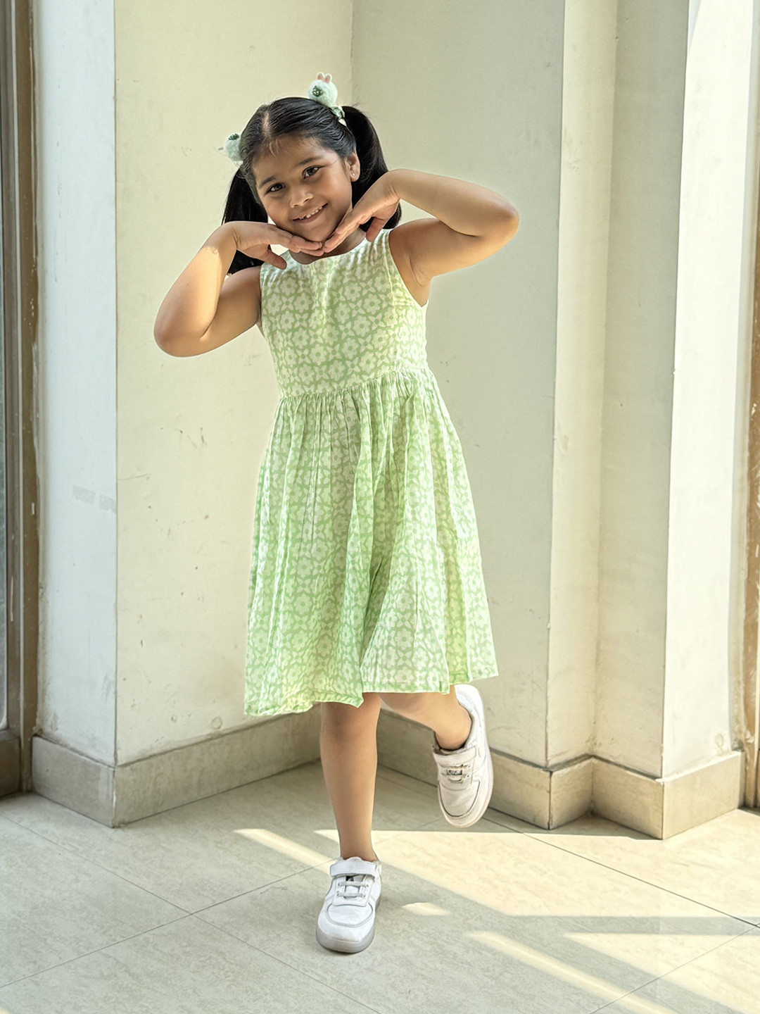 Koala Girls Print Round Neck Fit and Flare Dress