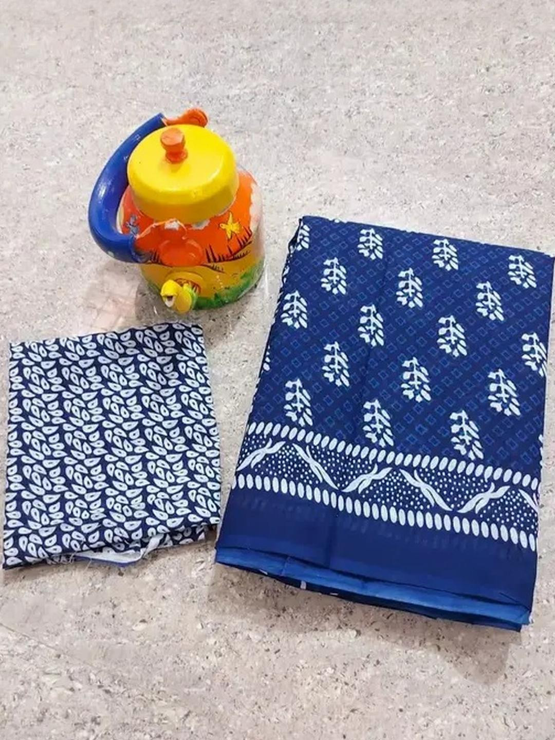 huuhambay Ethnic Motifs Voile Block Print Saree