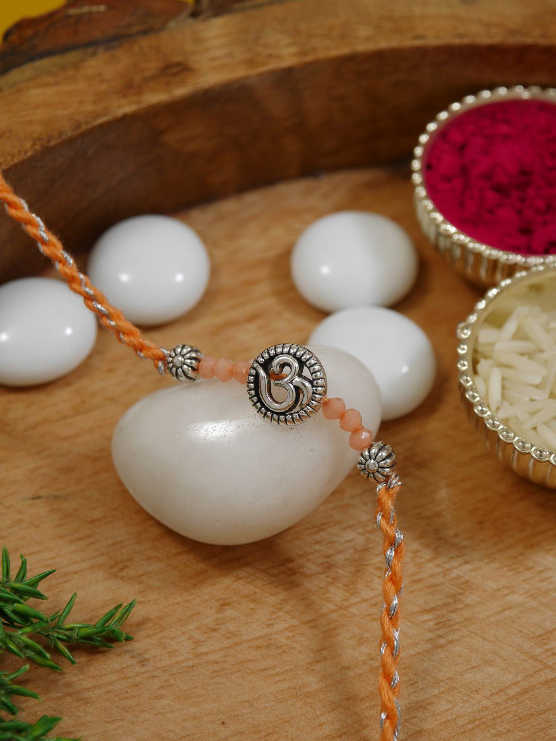 I Jewels OM Design Thread Rakhi With Roli Chawal