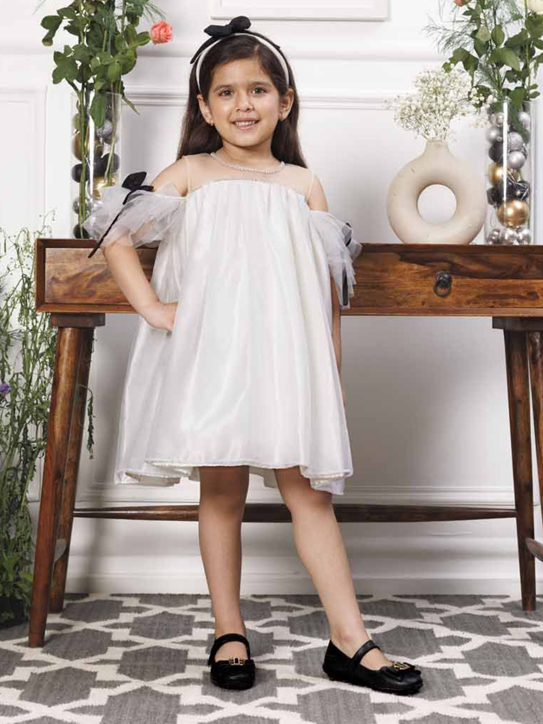 The Lush Affair Girls Off-Shoulder Fit and Flare Dress