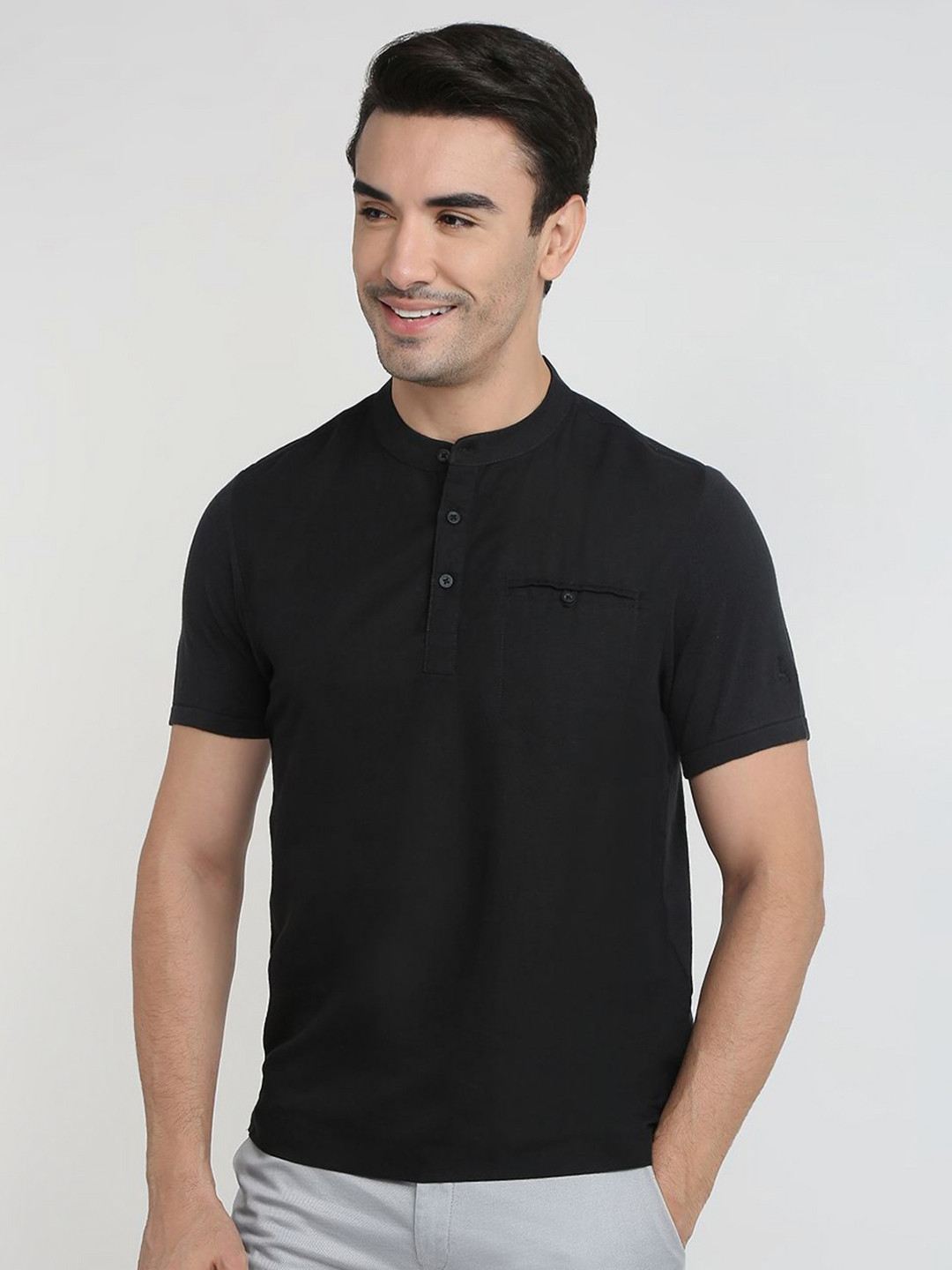 Parx Band Collar Cotton T-shirt