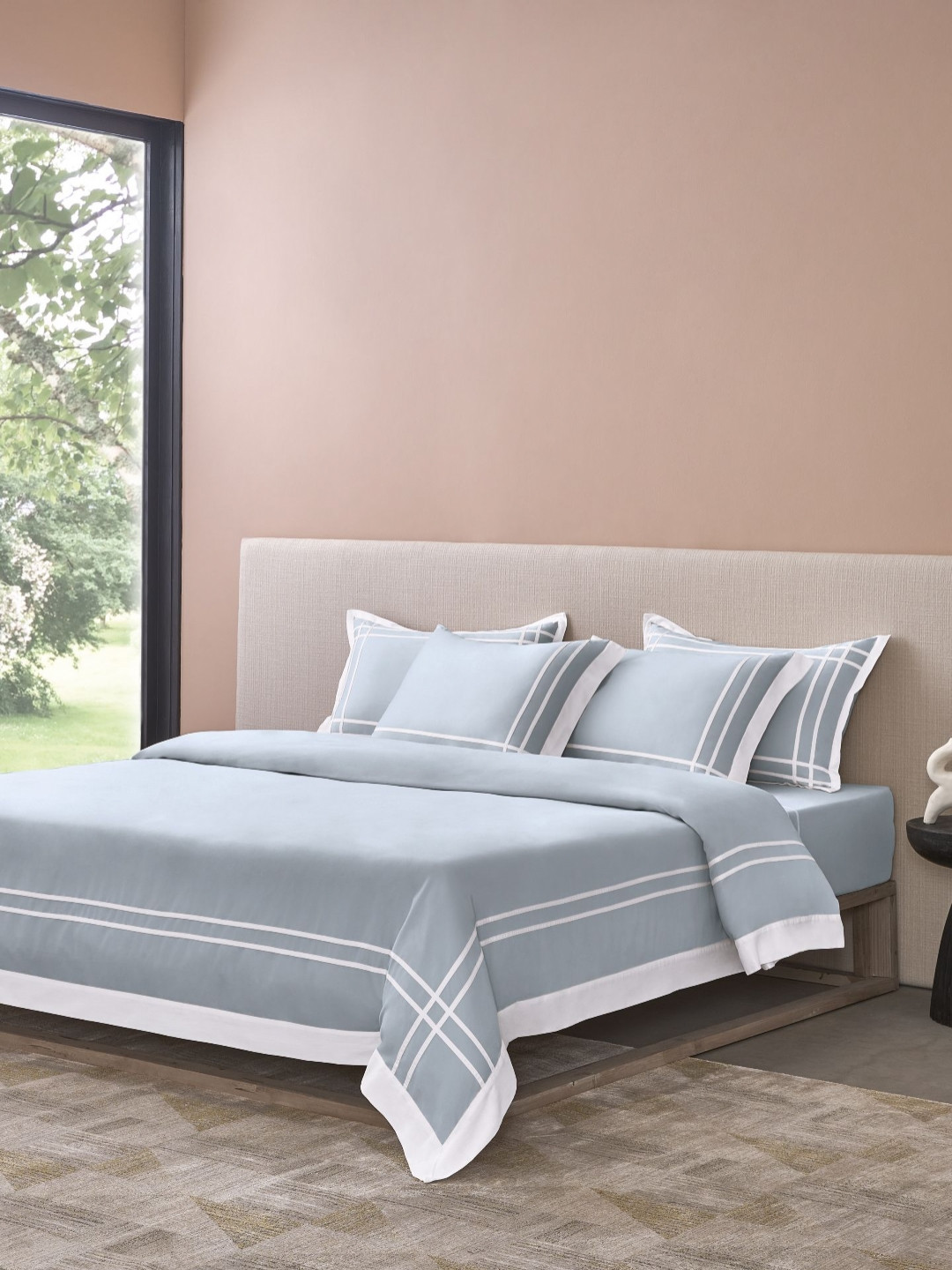 SANSAAR A DDECOR BRAND LIVE CONSCIOUSLY Sky Bright White 350 TC King Bedsheet Set