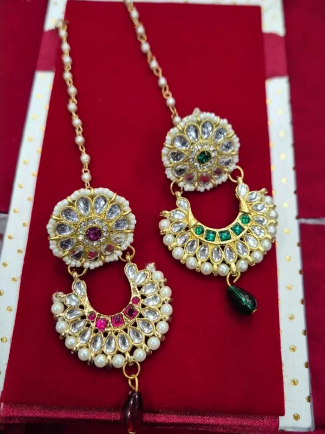 NIKYANKA Gold-Plated Artificial Stones Studded Head Chains Head Jewellery