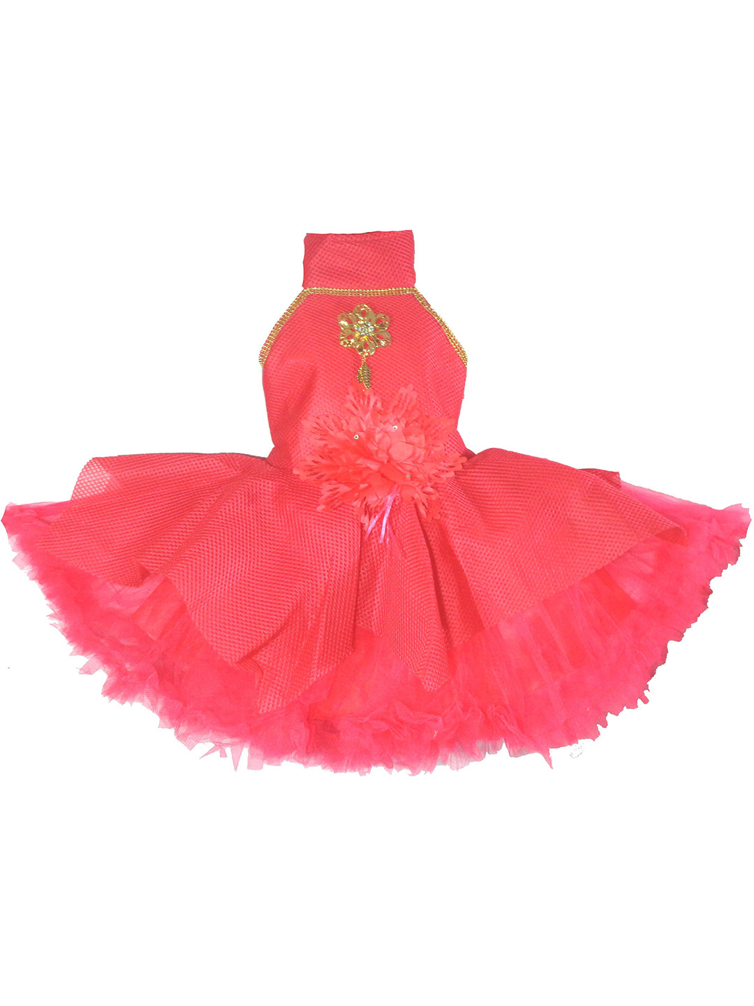 VILLATA FASHION Embellished Halter Neck Georgette Fit & Flare  Dress