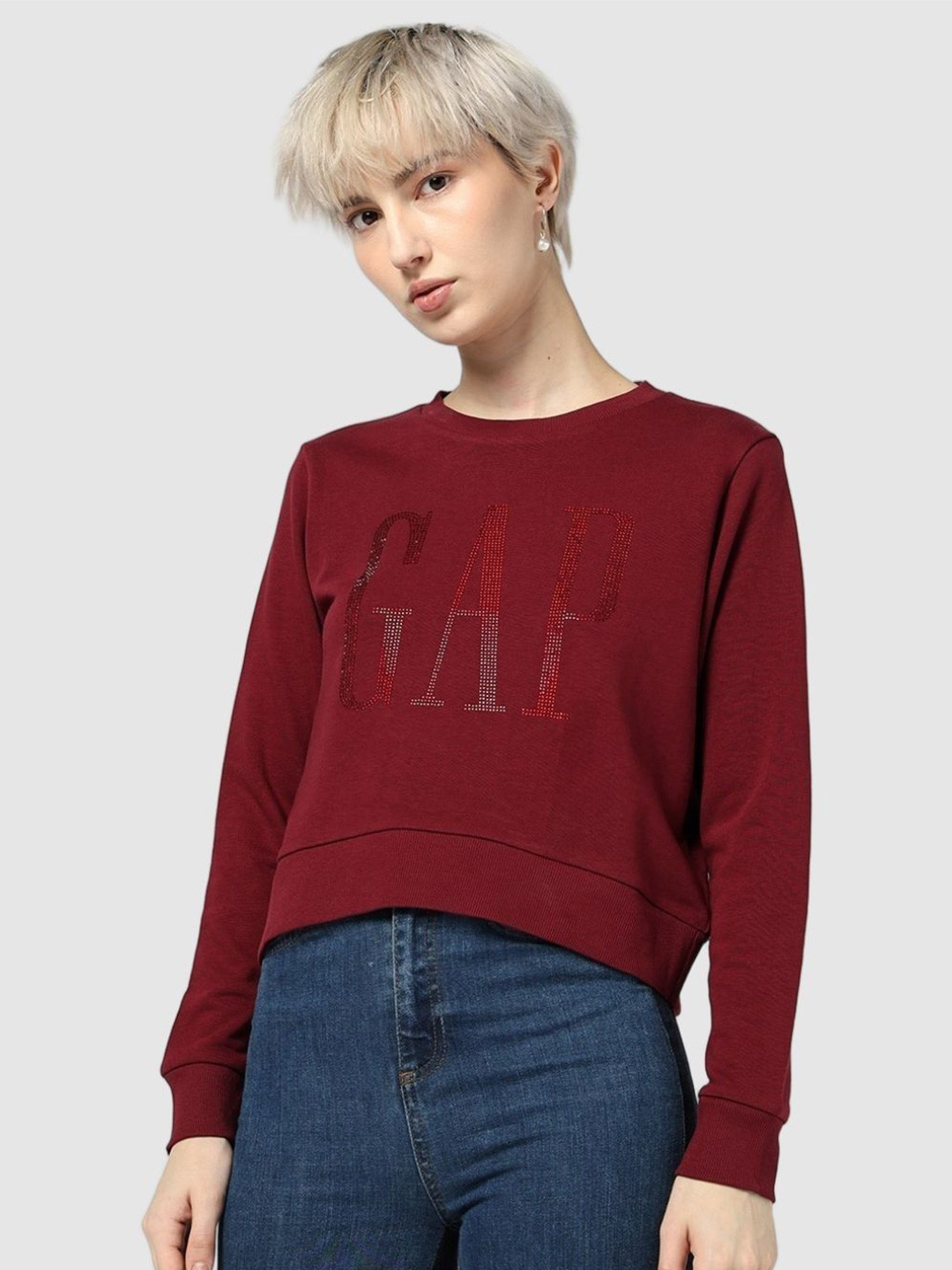 GAP Brand Logo Printed Pullover Sweatshirt