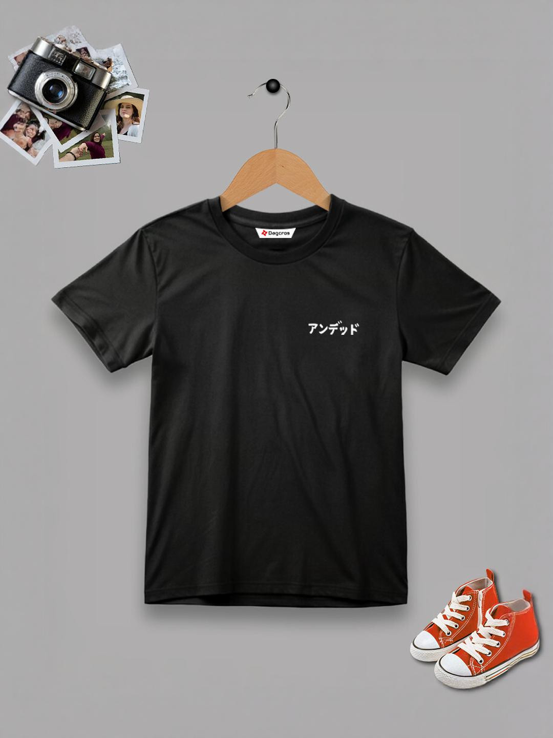 Dagcros Kids Black Printed Slim Fit T-shirt