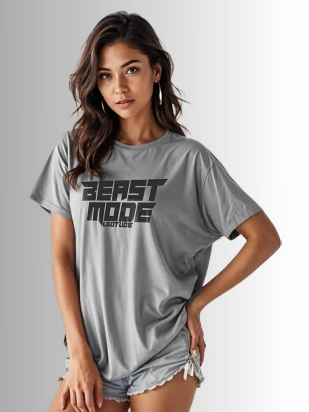 Leotude Typography Printed Short Sleeves Loose Fit T-shirt