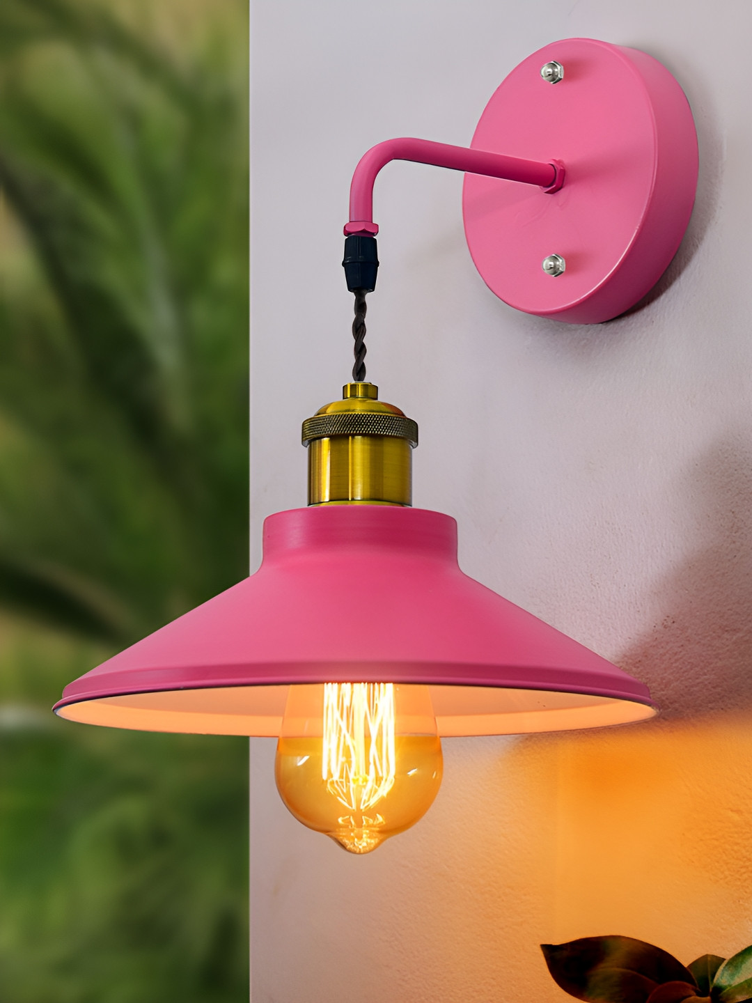 Homesake Pink And Gold-Toned Abstract Shaped Wall Lamp With Bulb