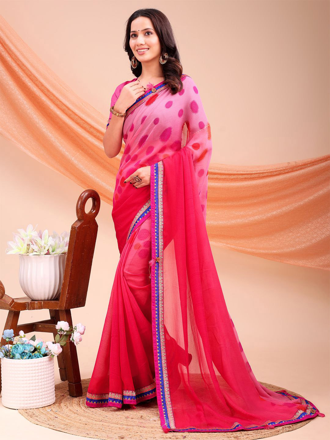 Pandadi Saree Gotta Patti Poly Georgette Sarees