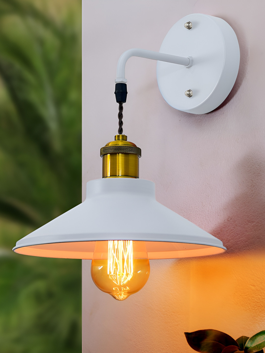 Homesake White And Gold-Toned Abstract Shaped Wall Lamp With Bulb