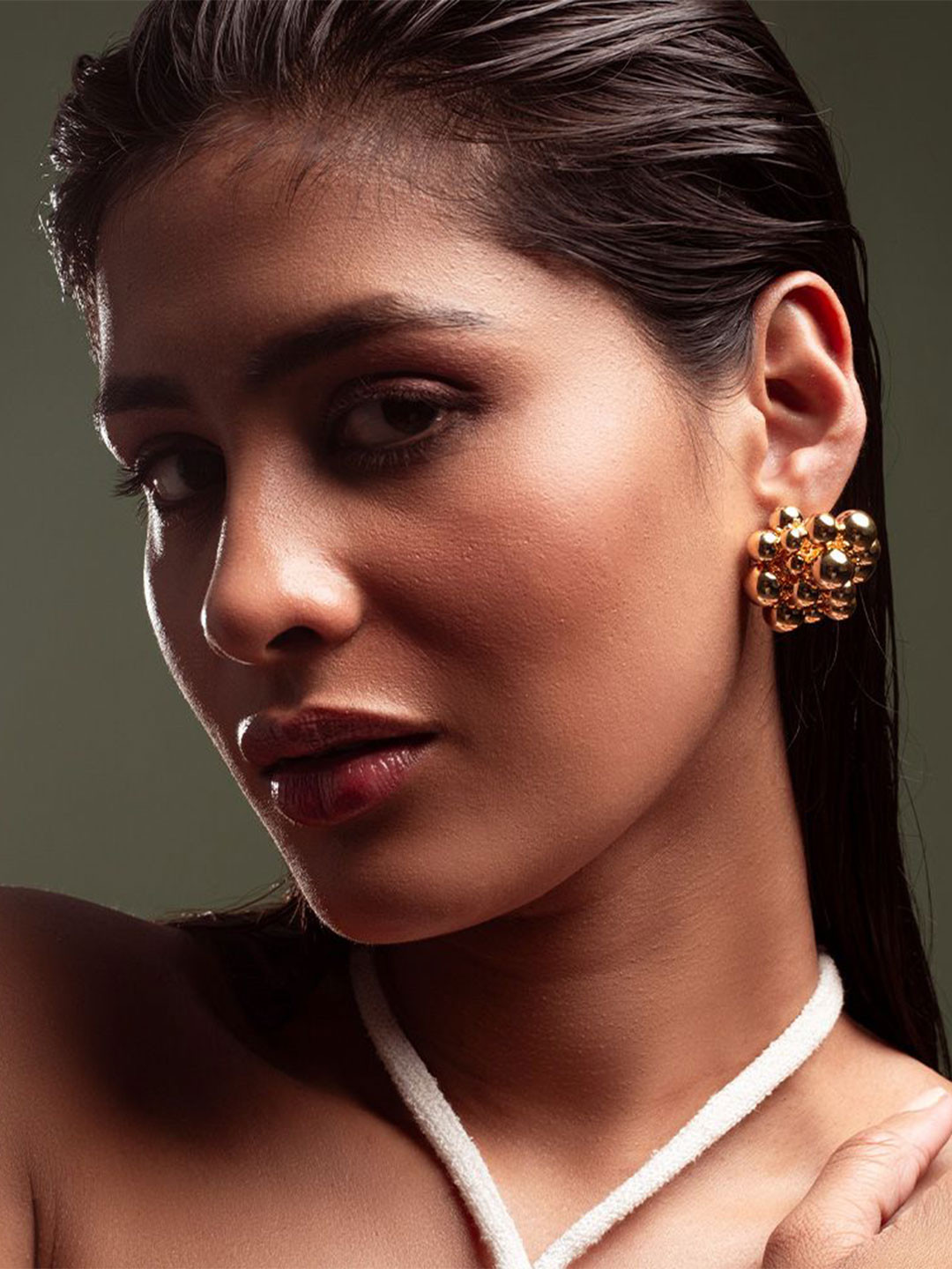 MINJI AND CO. Gold-Plated Bubble Cluster Contemporary Studs