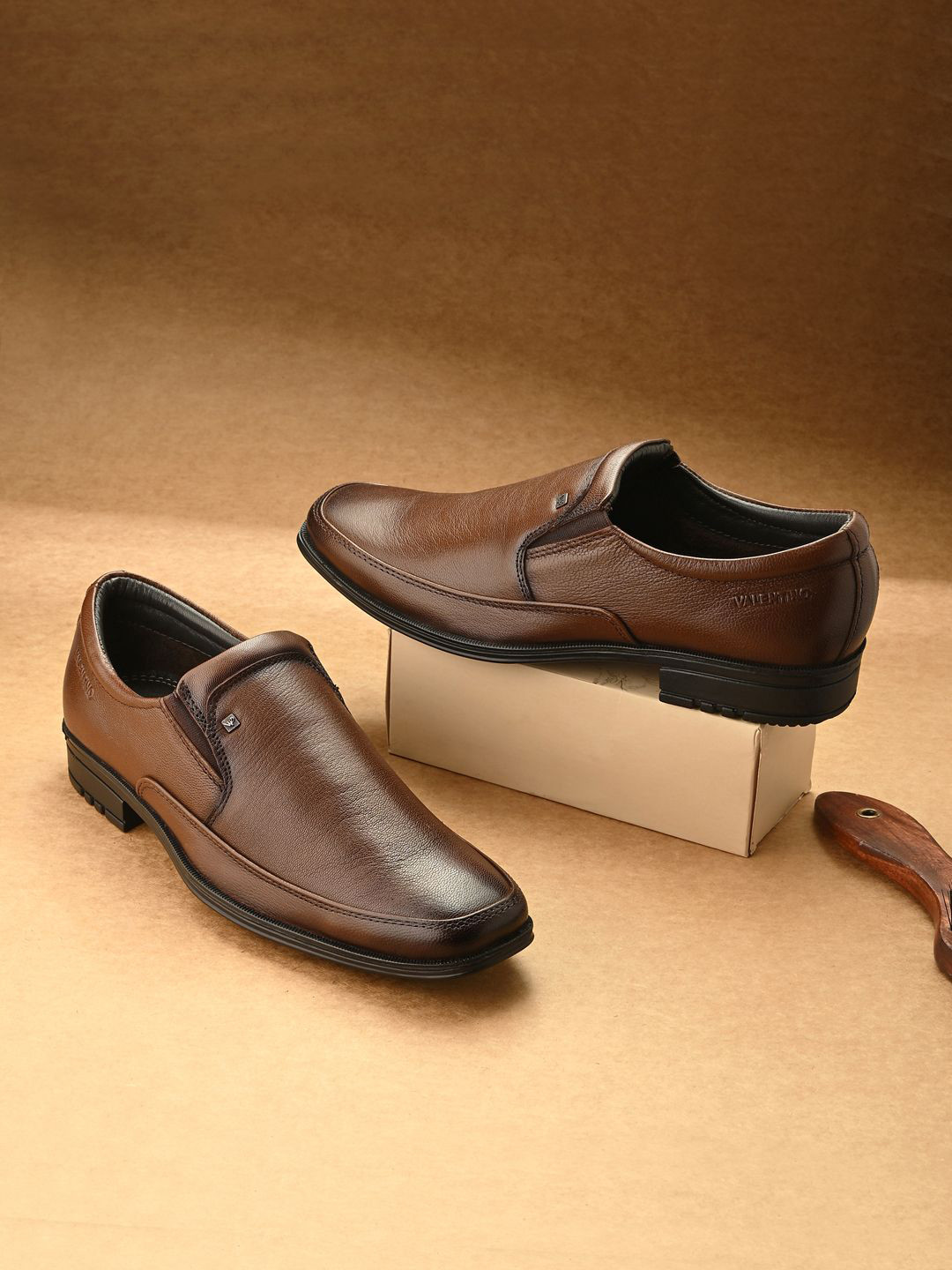 Valentino Men Round Toe Formal Slip On Shoes