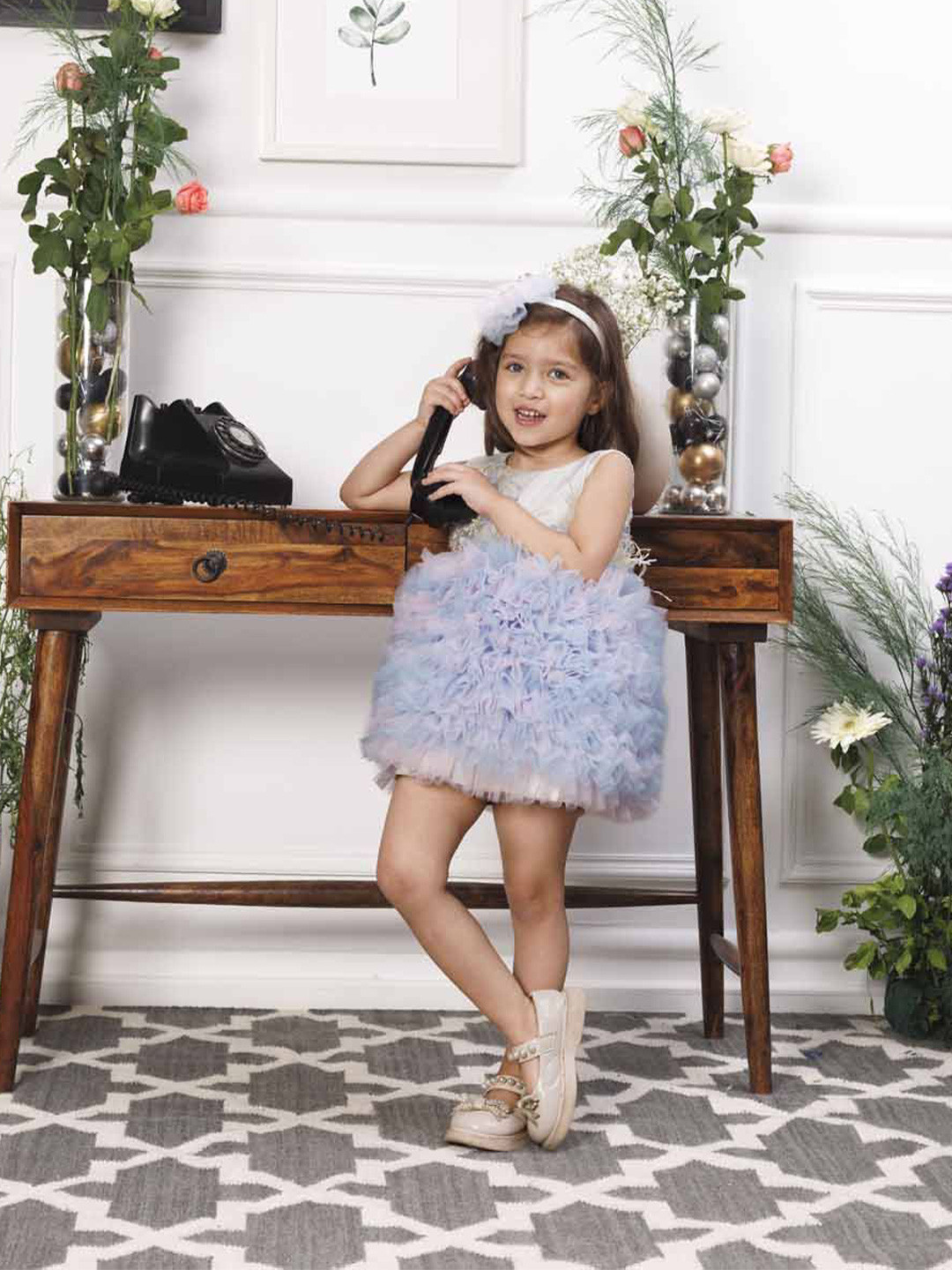 The Lush Affair Aida Girls Floral Embroidered Sleeveless Dress