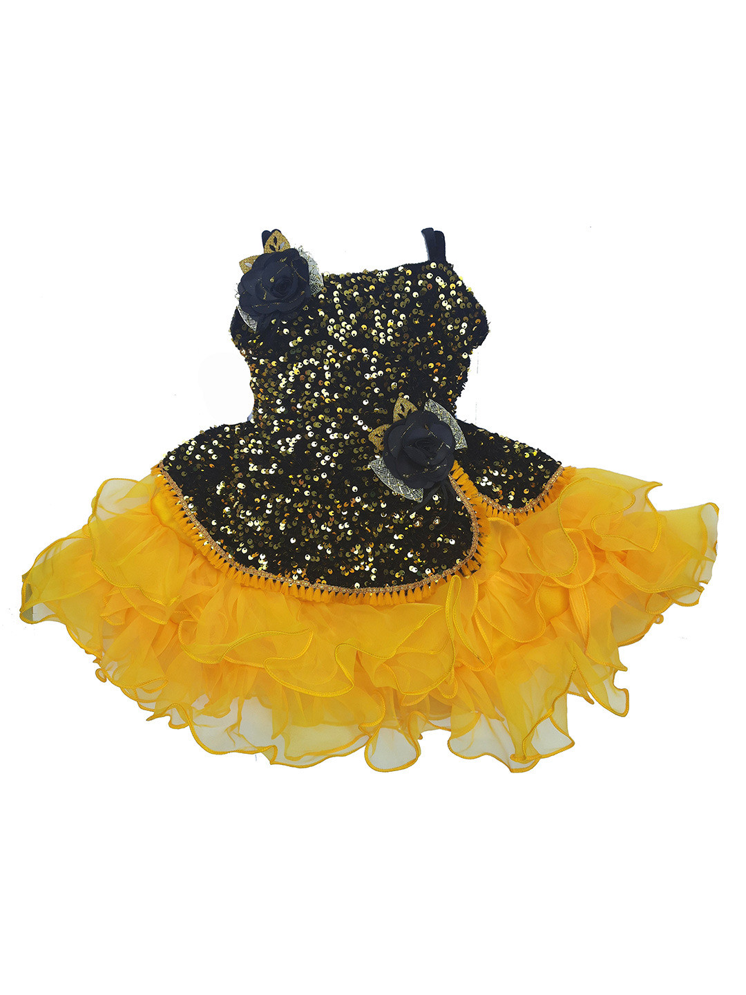 VILLATA FASHION Kids Girls Yellow Semi Sheer Dress