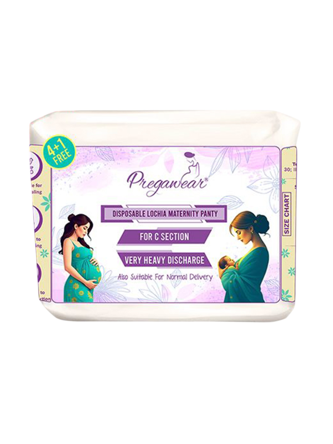 Pregawear Pack Of 4 Disposable Lochia Maternity C Section Leak Proof Post Delivery Briefs