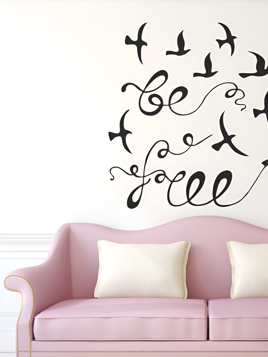 LANSTICK Black Printed Beautiful Quotes With Birds Wall Sticker