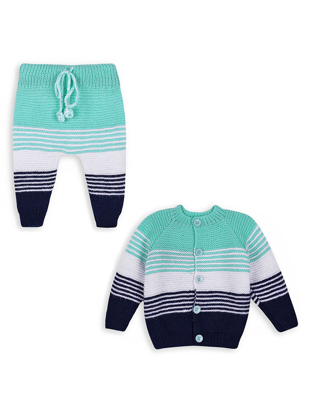 Muskan Kids Striped Round Neck Sweater With Jogger