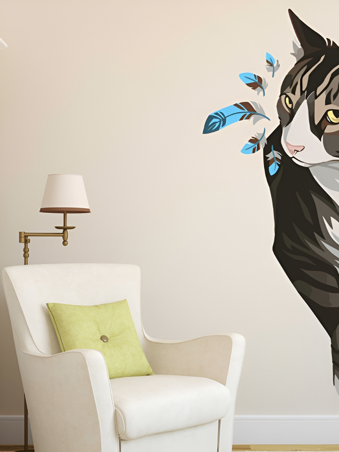 LANSTICK Black & White Printed Cute Kitty Wall Sticker