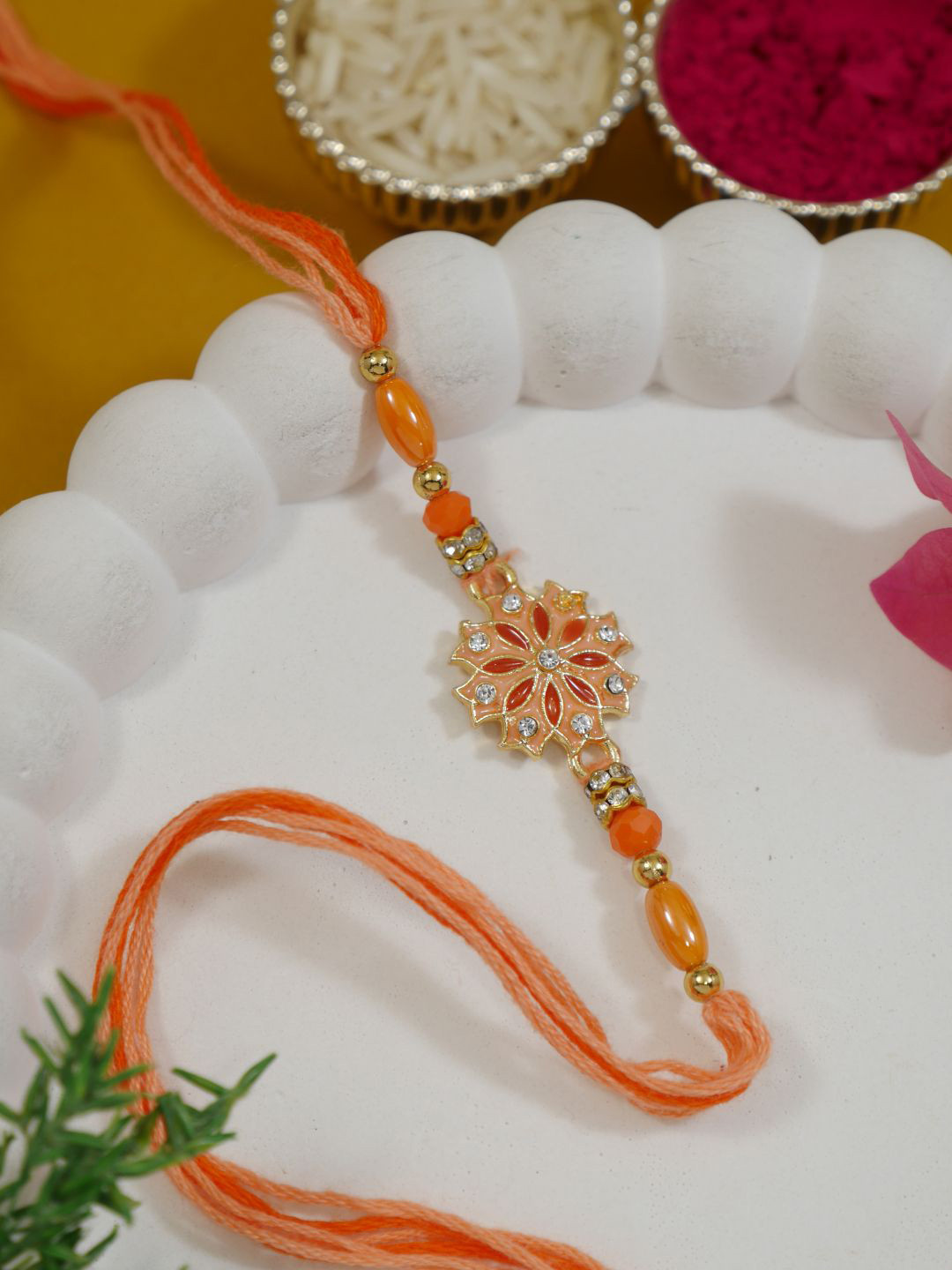 I Jewels Floral Design Thread Rakhi