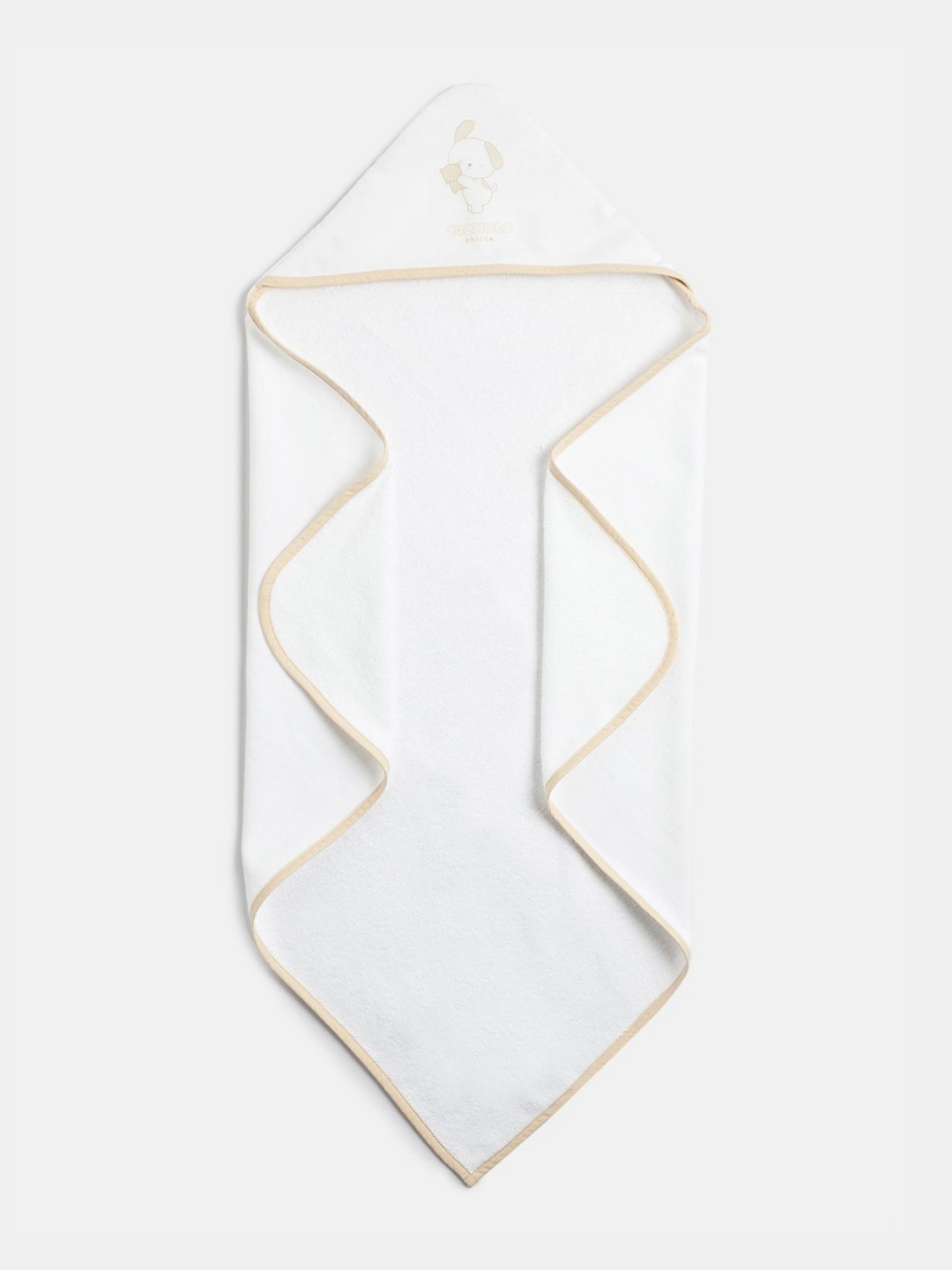 Chicco White & Brown Printed Cotton 380 GSM Bath Towel