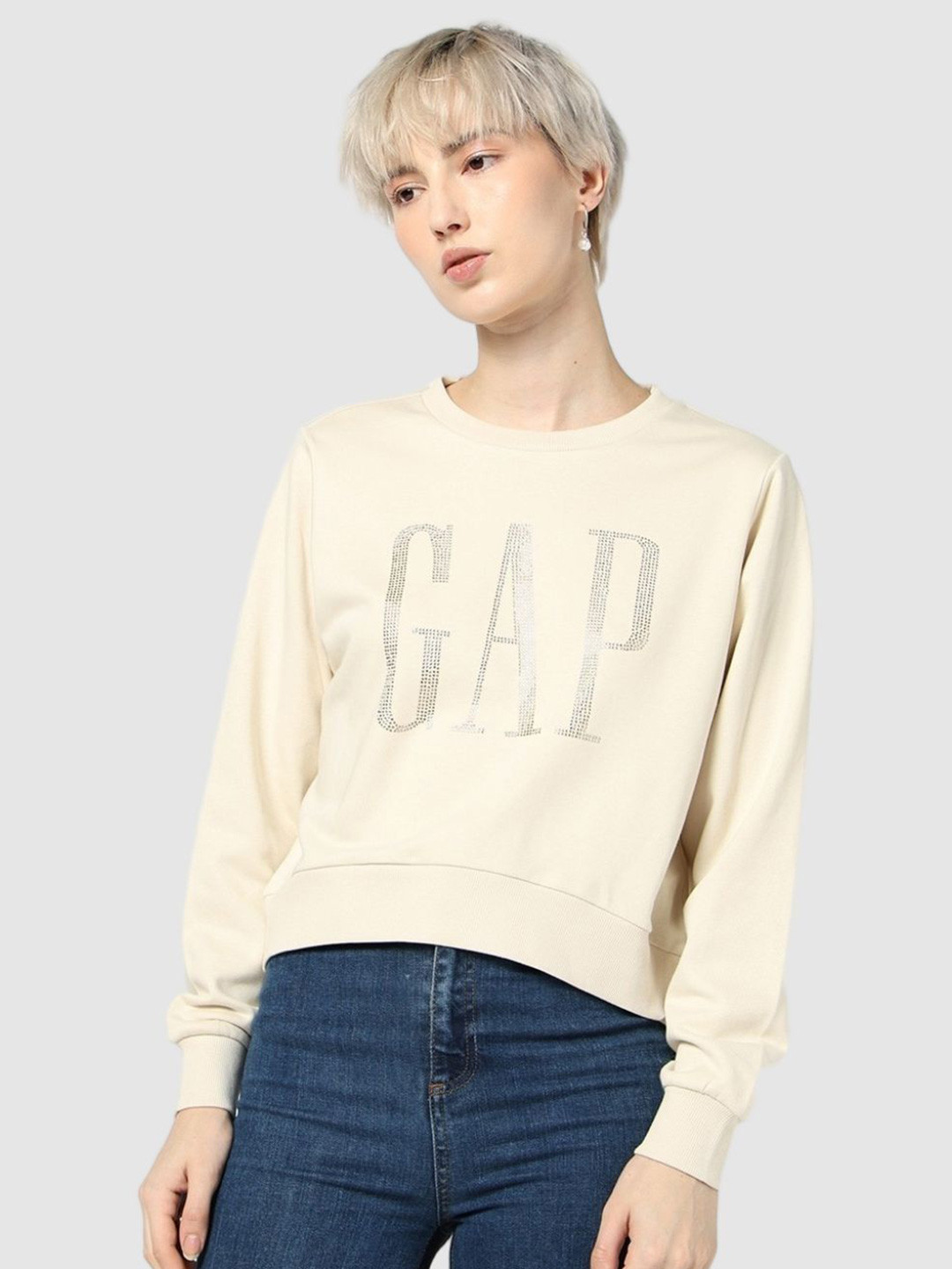 GAP Women Rhinestone Embellishment Logo Pullover