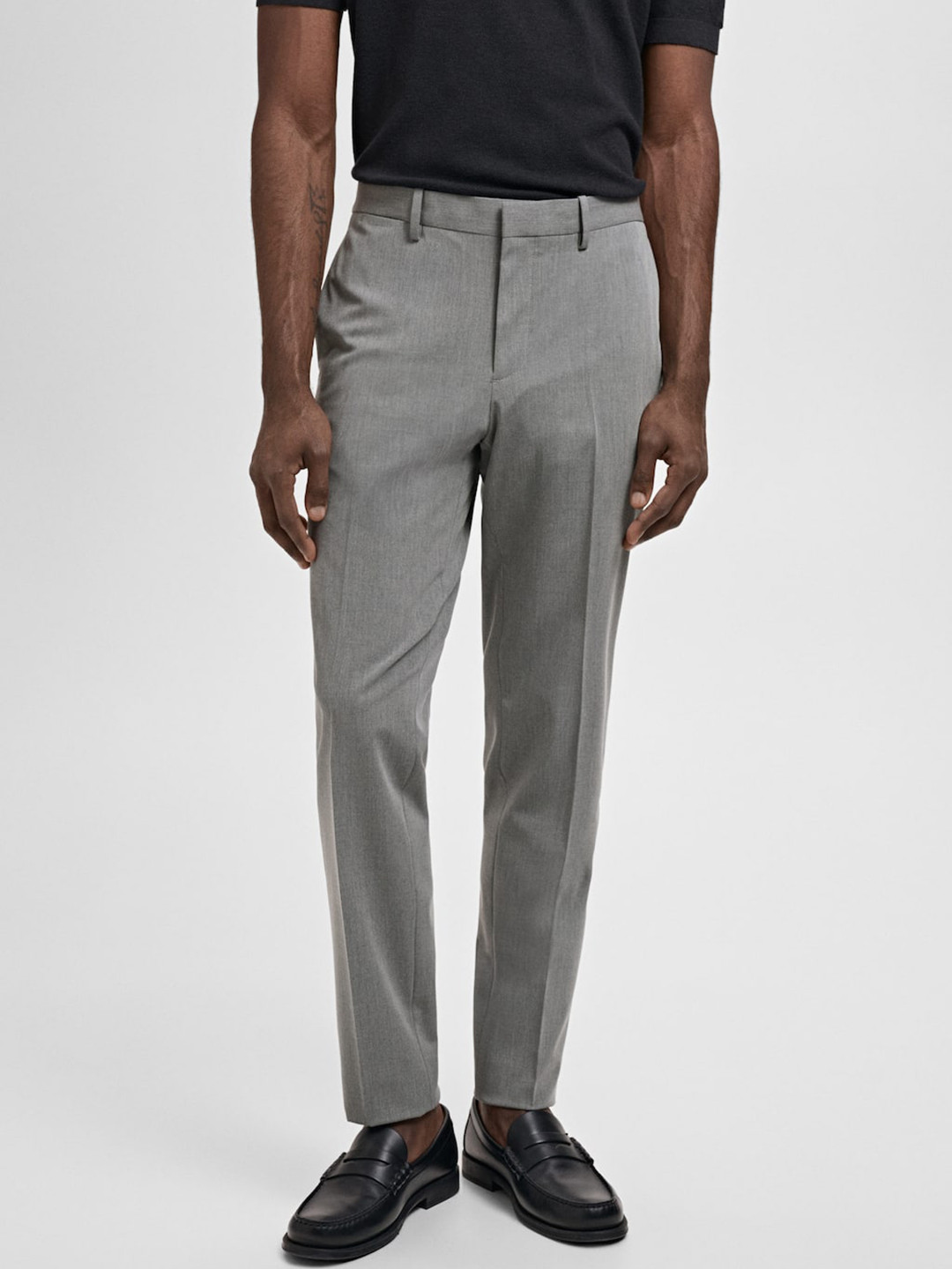 MANGO MAN Mid-Rise Super Slim Fit Semi-Formal Trousers