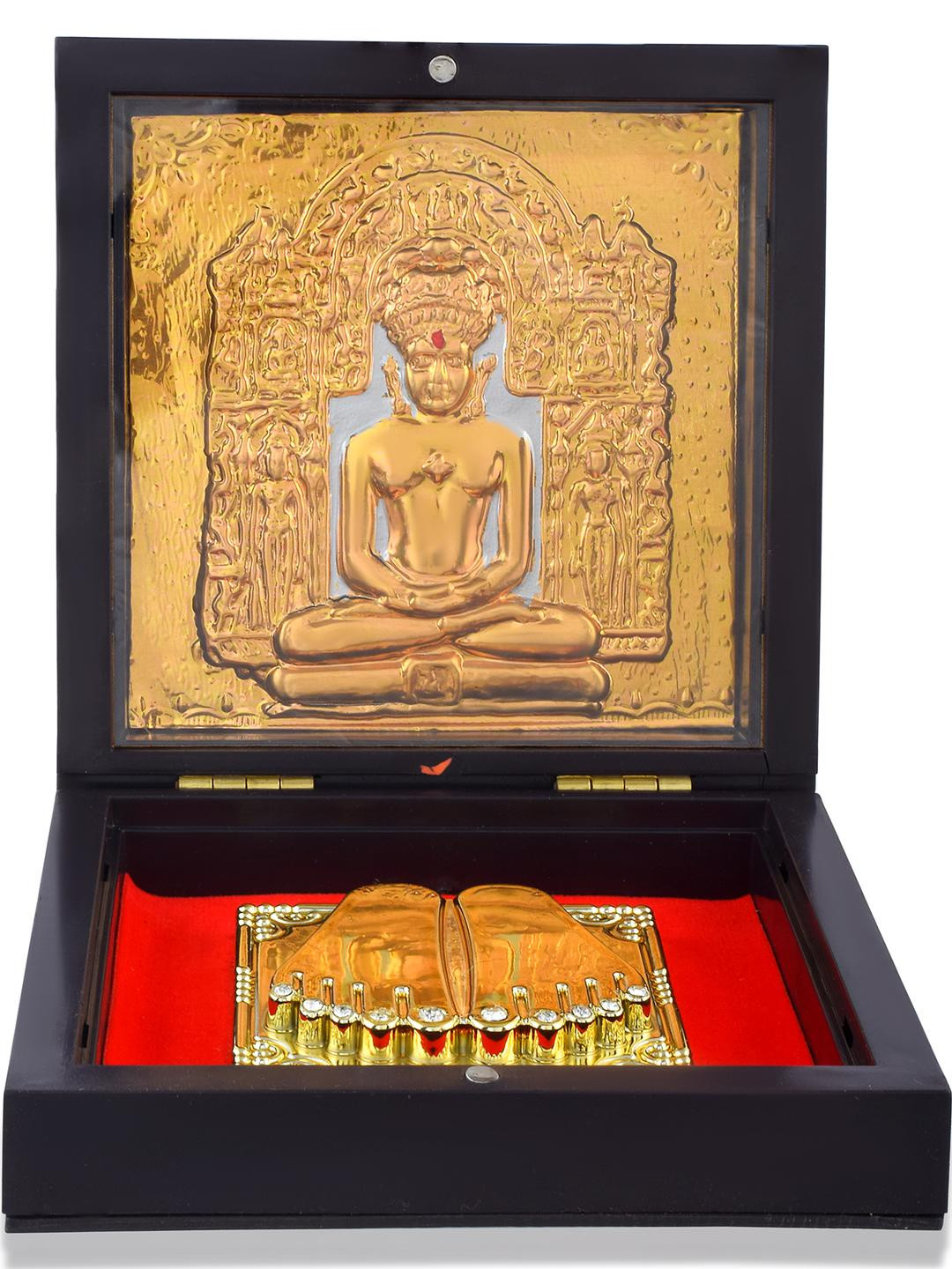 Gold plated Jai Jinendra Gift Box Pooja Essentials