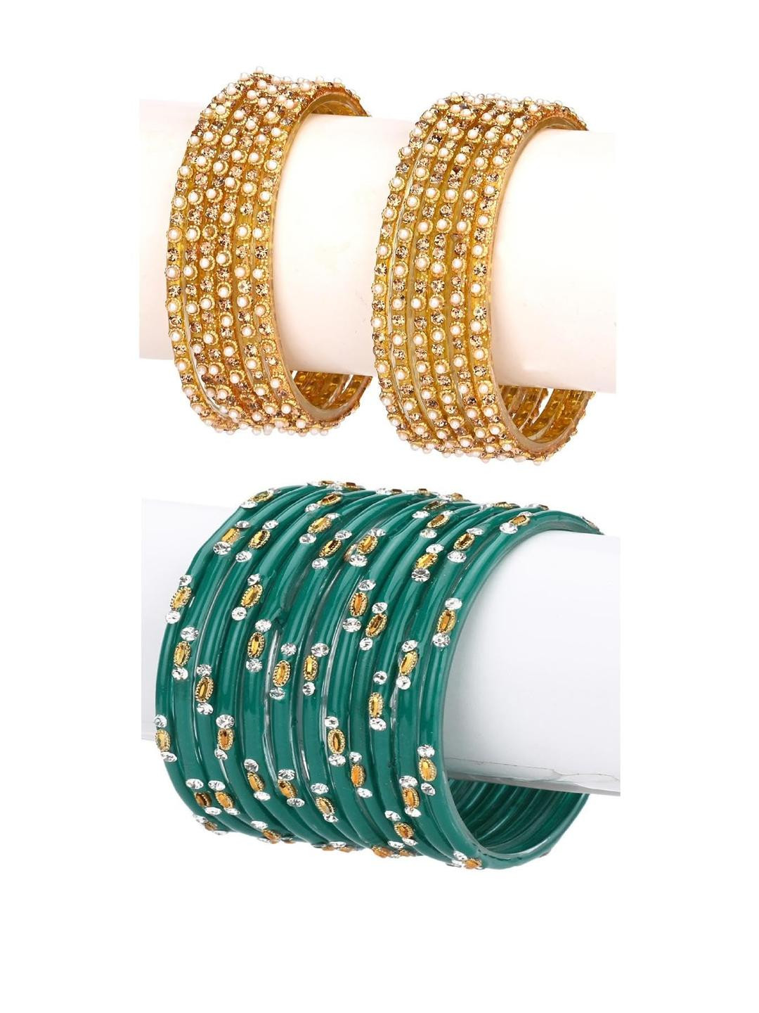 Somil Modern And Colorful Glass Bangle/Kada-Combo Of 2 Set