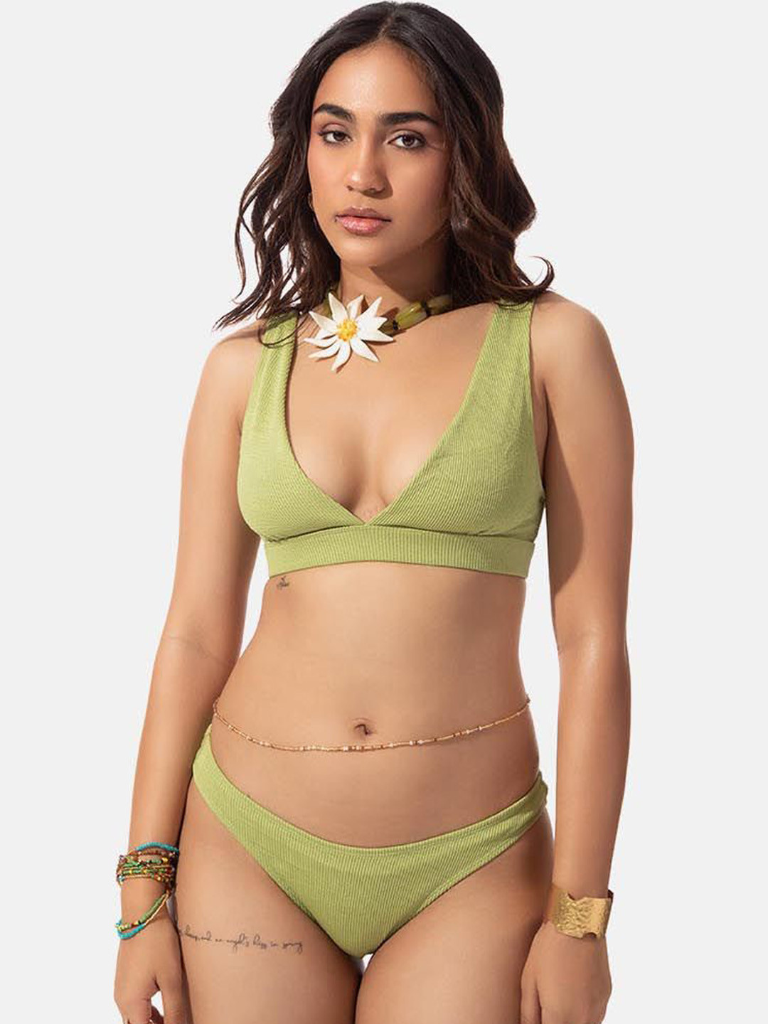 Lemonlords Textured V- Neck Bikini Top