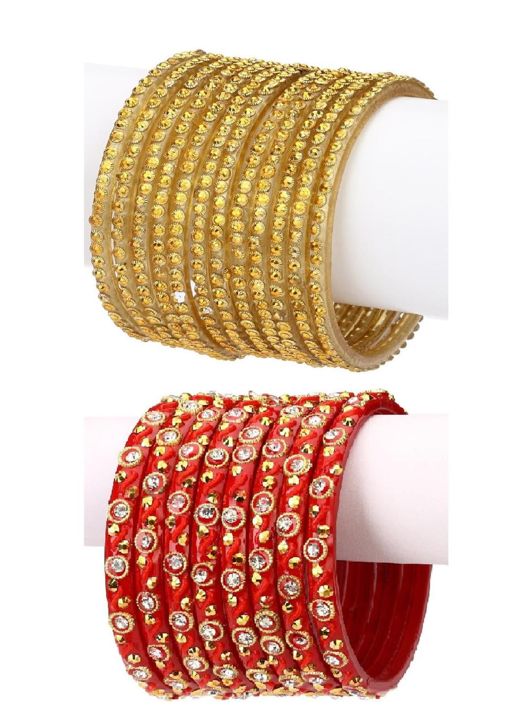 Somil Stylish Glass & Fancy Bangle/Kada Combo Of 2 Set