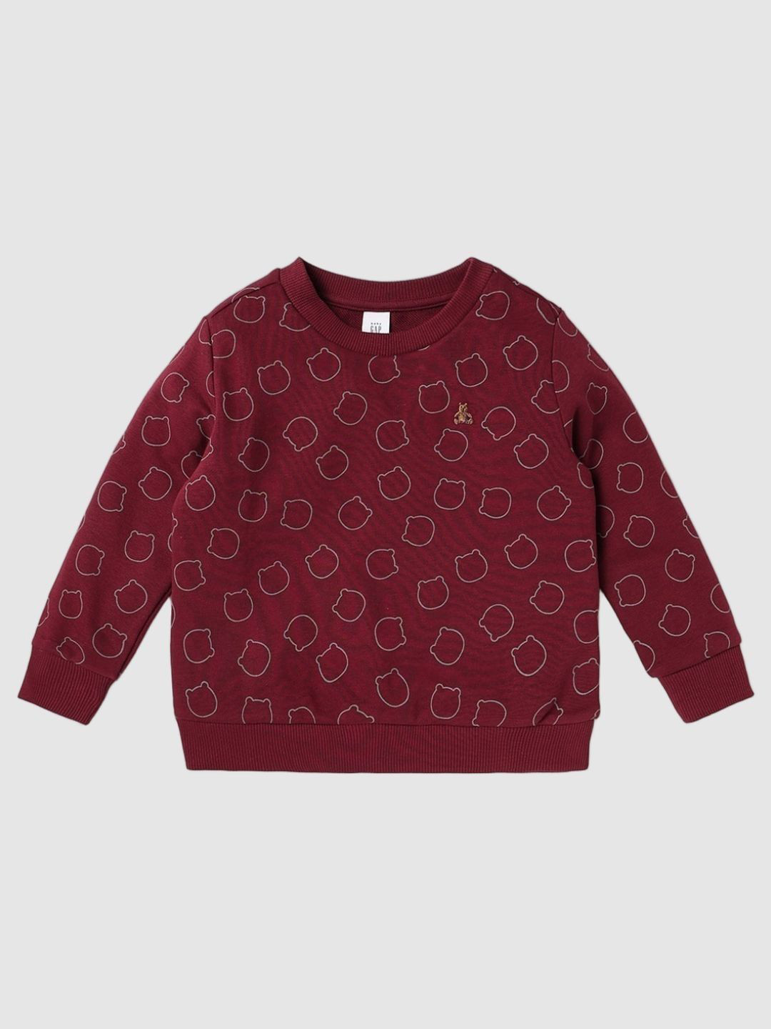 GAP Boys Printed Ribbed Sweatshirt With Brannan Bear Motif