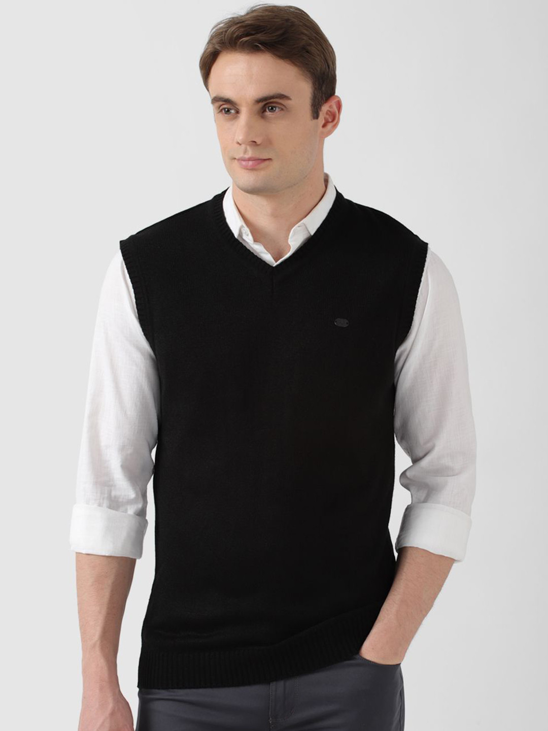 Peter England Casuals Men V-Neck Sweater Vest